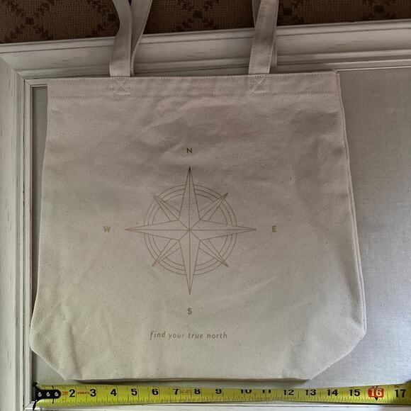 Fringe small canvas tote bag with gold North Star design NWOT - Picture 12 of 12